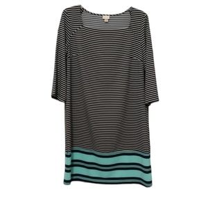 Merona Black & White Striped Dress w/Green sz Medium